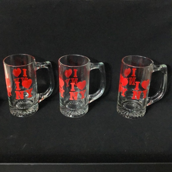 VINTAGE I LOVE NEW YORK set of 6 GLASSES CAPS - Picture 2 of 9